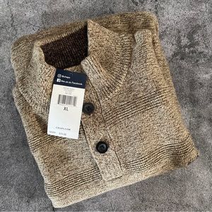CHAPS Men's 3 Button Long Sleeve Cotton Sweater Light Brown Size XL